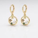 Zircon Butterfly Hoop Earrings Pearl Dangle Sweet Party Jewelry