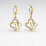 Zircon Butterfly Hoop Earrings Pearl Dangle Sweet Party Jewelry