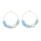 Pearl Earrings Natural Stone Stainless Steel Hoop Women's Jewelry
