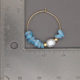Pearl Earrings Natural Stone Stainless Steel Hoop Women's Jewelry