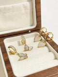 CZ Huggie Hoop Earrings Mother of Pearl Wedding Jewelry