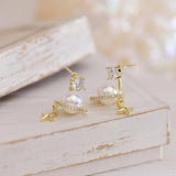Zircon Inlaid Pearl Earrings for Women