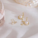 Zircon Inlaid Pearl Earrings for Women