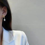 French Style Pearl Butterfly Earrings High-End Women Dance Electroplated