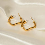 Uworld Stainless Steel Abstract Art French Pearl Earrings