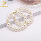 Pearl Hoop Earrings Women Hypoallergenic Dangle Layer Drop Earrings