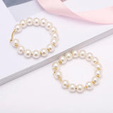 Pearl Hoop Earrings Women Hypoallergenic Dangle Layer Drop Earrings