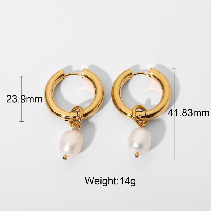Freshwater Pearl Hoop Earrings Metal Dangle Accessories