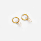 Freshwater Pearl Hoop Earrings Metal Dangle Accessories