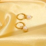Freshwater Pearl Hoop Earrings Metal Dangle Accessories