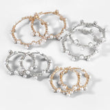 Rhinestone Pearls Mixed Hoop Earrings - Women's Jewelry
