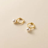 925 Silver Huggie Hoop Earrings Shell Pearl Jewelry