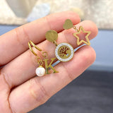 Vintage Circle Earrings with Hanging Pearl for Women