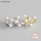 925 Silver Crystal Zircon Hoop Earrings Minimalist