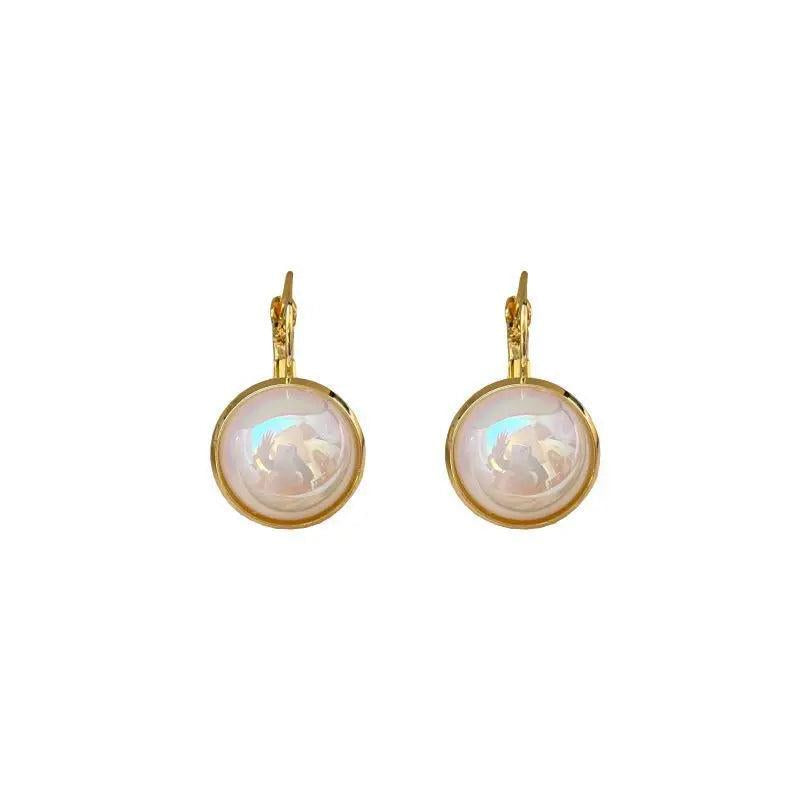 Colorful Mermaid Faux Pearl Hoop Ear Clip Earrings