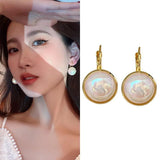 Colorful Mermaid Faux Pearl Hoop Ear Clip Earrings