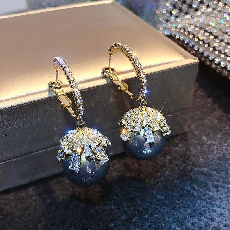 Pearl Irregular Pin Dangle Earrings For Woman Jewelry