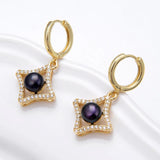 Baroque Pearl Zircon Hoop Earrings Wedding Jewelry Gift