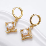 Baroque Pearl Zircon Hoop Earrings Wedding Jewelry Gift