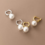 925 Silver Hoop Earrings with Synthetic Pearls for Women