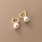 925 Silver Hoop Earrings with Synthetic Pearls for Women