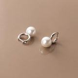 925 Silver Hoop Earrings with Synthetic Pearls for Women
