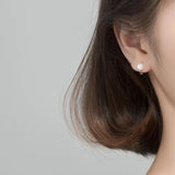 925 Sterling Silver Shell Pearl Hoop Earrings Women Wedding Jewelry Gift