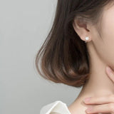 925 Sterling Silver Shell Pearl Hoop Earrings Women Wedding Jewelry Gift