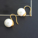 Vintage Round Glass Pearl Beads Earrings Stainless Steel Ear Stud