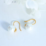 Vintage Round Glass Pearl Beads Earrings Stainless Steel Ear Stud