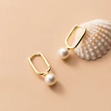 925 Silver Charm Hoop Earrings Small Shell Pearl Ear Jewelry