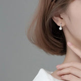 Baroque Shell Pearl Earrings 925 Silver Hoop Jewelry