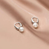 Baroque Shell Pearl Earrings 925 Silver Hoop Jewelry