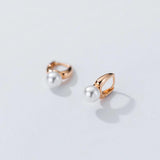 Baroque Shell Pearl Earrings 925 Silver Hoop Jewelry