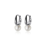 Baroque Shell Pearl Earrings 925 Silver Hoop Jewelry