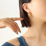 Aneebayh Golden Huggie Earrings for Women