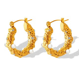 Aneebayh Golden Huggie Earrings for Women
