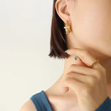 Aneebayh Golden Huggie Earrings for Women