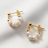 S925 Silver Pearl Beaded Earrings Rear Hanging Sweet Women's Earrings