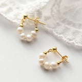 S925 Silver Pearl Beaded Earrings Rear Hanging Sweet Women's Earrings