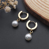 Pearl Studs Hoop Earrings Stainless Steel Minimalist Tiny Hoops Wedding Gift