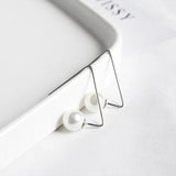 925 Silver Triangle Pearl Earrings for Women
