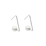 925 Silver Triangle Pearl Earrings for Women