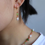 Vintage Natural Stone Pearl Earrings Women Beaded Jewelry