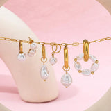 High End PVD Waterproof Pearls Hoop Earrings