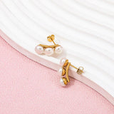 High End PVD Waterproof Pearls Hoop Earrings