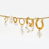 High End PVD Waterproof Pearls Hoop Earrings