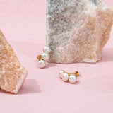 High End PVD Waterproof Pearls Hoop Earrings