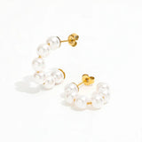 High End PVD Tarnish Pearl Hoop Earring For Party