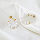 High End PVD Tarnish Pearl Hoop Earring For Party